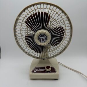 Cool-Breeze 6" 2-Speed Vintage Desk Fan - Cream & Brown